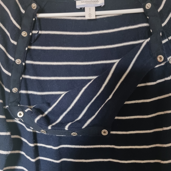 Motherhood Maternity Navy and White Striped Nursing Sweater - Picture 4 of 4